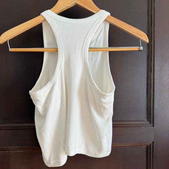 SPIRITUAL GANGSTER | White High Neck Racerback Cropped Bra Rib Tank | Small - Picture 5 of 7